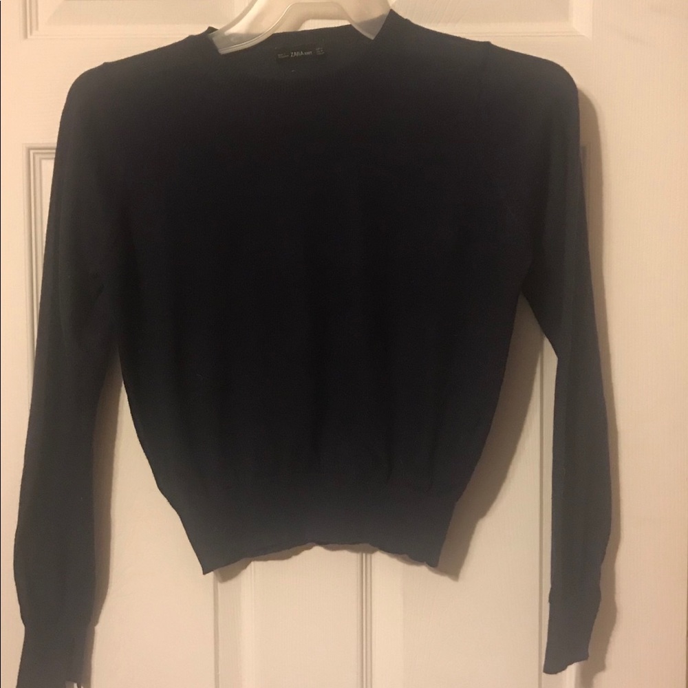 Thin Blue Sheer Like Sweater with splits on sleeve